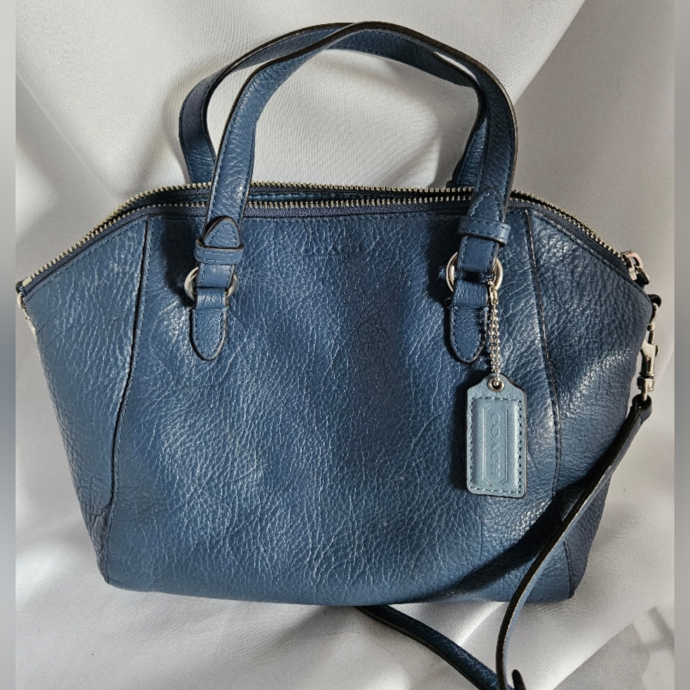 Coach Leather Satchel in Navy Blue